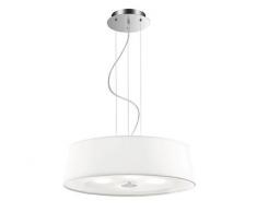 Ideal Lux HILTON SP4 iluminación de techo Blanco E27 - Lámpara (Blanco, Dormitorio, Habitación de los niños, Salón comedor, Salón, Cilindro, Cepillado, Tela, Vidrio, Metal, PVC, IP20)