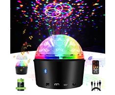 Luces Discoteca,Eleganted Bola Disco Recargable 9 Colores Lámpara Disco Bluetooth,9W LED Giratoria Luz de Fiesta con Control Remoto para Cumpleaños,Escenario,Navidad,Boda Iluminacion