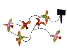 Best Season 477-66 - Cadena de luces led solar (para exteriores, con 6 pájaros de colores, 1,7 m, panel solar, incluye 1 pila AA)