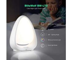 Luz Nocturna Infantil, BlitzWolf Lámpara LED Bebés Recargable Multicolor Brillo Ajustable, Luz LED Niños Control Táctil con Modo de Luz Blanca y de Multicolor(Temperatura del Color de 4000K)