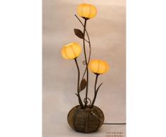 Lámpara de Papel de Arroz Bola Hecho a Mano Diseño Capullo de Tres Flores Sombrilla Amarillo Redondo Globo Marrón Asia Oriental Decorativo Clásico Original Mesilla de Noche Decoración