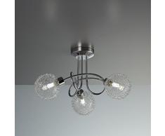 Lámpara de techo con 3 x 3,5 W bolas de cristal, luz de techo moderna de metal incl 2 bombillas LED G9, Orientable y giratoria 230 V IP20 3000K