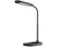 TaoTronics Lámpara Escritorio LED 7W Flexo Escritorio ( Cuidado a la Vista, Control táctil, 7 modos de Brillo, Diseño cuello de cisne, SIN PARPADEO ) Negra