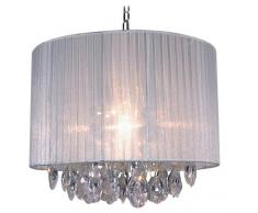 Naeve Leuchten 785323 - Lámpara de techo colgante de tela, diámetro 30 cm, altura 36 cm, luces acrílicas, color blanco