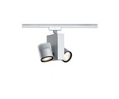 Paulmann 950.84 VariLine Spot Duett - Sistema de raíles (2 bombillas LED de 9 W, 230 V), color aluminio mate y cromo