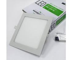 Wonderlamp W-E000042 - Lámpara downlight LED, 18 W, luz blanca, 4200º K, 1480 lm, aluminio, 22,5 x 22,5 cm, color Gris