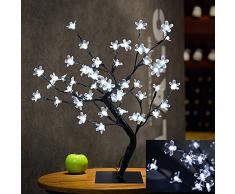 Lámpara de mesa de la flor de cerezo de la luz del árbol de los bonsais, 0.45M / 1.5FT 48LED flexible ramifica la luz del árbol para el hogar / festival / decoraciones de la Navidad (Blanco Cool)