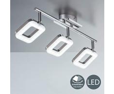 Barra de techo con 3 focos de forma angular I Lámpara de techo LED I Salón I 3 focos I Orientables y giratorios I Metal I Plástico I Foco angular I Cromado I 230 V I IP20 I 3 x 4 W