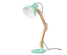 Lámpara de Escritorio,Columpio del Brazo,lámpara de Mesa Ajustable y Desmontable de Madera para Oficina, Sala, Estudio y Dormitorio, Verde - Tomons