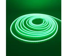 XUNATA 12V Flexible LED Neon Verde, 5m Impermeable 2835 Tira de LED Strip Light, Luz de la Cuerda para Exterior Fiestas Decoración Party Sign Publicidad Firmar