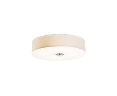 QAZQA Moderno Plafón rústico blanco 50cm - DRUM Jute Vidrio/Textil/Acero Redonda Adecuado para LED Max. 4 x 40 Watt