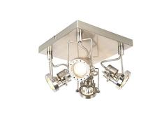 QAZQA Plafón industrial acero 4-luces giratorio - SUPLUX Acero Cuadrada Adecuado para LED Max. 4 x 50 Watt