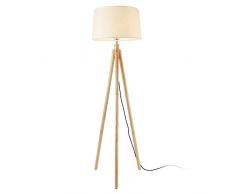 [lux.pro] Lámpara de pie Tomar Trípode Moderna Diseño Altura 153 cm Iluminación Interior Luz efectiva Blanco y Apariencia de Madera 1 x E27