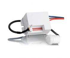Sebson® Mini Detector de Movimiento empotrable, Interior, Montaje en Pared, programable, Sensor de Infrarrojos, Alcance 6m/360°, LED Adecuado