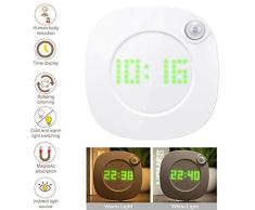 WZJDY Reloj Digital con Luz Nocturna LED, Pantalla De Tiempo Sensor De Movimiento De Pared Luz Cálida USB/Luz Blanca, Adecuada para Luz Direccional para Bebés/Cuidados/Escaleras