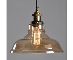 E27 de vidrio ámbar de la lámpara de techo de montaje de sombra retro del pendiente de la luz de la lámpara