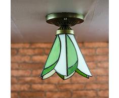 Pequeño pasillo Europea de techo Tiffany Cristal verdes Bud lámpara de techo dormitorio balcón porche pasillo techo accesorios de iluminación