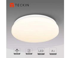 Lámpara de Techo,Luz de Techo LED,Downlight Plafon de Techo,Pantallas de Lamparas,Luz Blanca Cálida, Teckin Plafón Luminoso de Baño Balcón Iluminación de Interio 3000K 18W IP44
