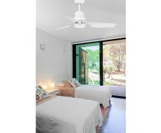 Faro Barcelona 33498 - PHUKET Ventilador de techo con luz (bombilla incluida) LED, 12W, cuerpo de acero 3 palas blancas de abs difusor de cristal opal, color blanco