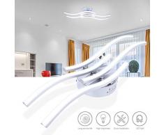 Lixada 4 Ramas Luz de Techo Ondulada de Aluminio 24W para Lámpara de Decoración de Sala de Estar de Dormitorio