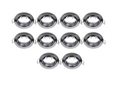 LIGHTEU, 10x Aluminium marco de proyector empotrado 10x, gu10 MR16, función de inclinación, aplique de downlight de techo, soporte (enchufe) no incluido acabado cromado