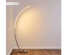 Lámpara de pie LED Antares de metal en níquel mate, con regulador táctil continuo en la carcasa, 15 vatios, 700 lúmenes (total), color de luz 3000 Kelvin (blanco cálido)
