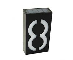 Número de Casa con 6-LED Luz Solare, KEEDA Exterior Lámpara Solar Números de Puerta para casa, hotel, puerta, Villa