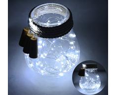 Pack de 6 luz cadenas con 20 bombillas de LED en forma de corcho, alambre de cobre, para decoración de botellas, para Navidad, Boda, Fiesta, color blanco