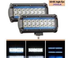 7 Par CREE LED Proyector Blanco Puro 6000K+8000K Azul Hielo 240W 24000LM 9-30V Barra LED Fuera De Carretera Faro de Trabajo Luz de Inundación Luce antiniebla Tractor de Camión SUV Cosechadora Barcos