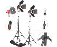 Kit 2X Foco de Luz Lámpara Continua DynaSun DJ800 800W Bombilla Cuarzo + 2X Trípode para Estudio Fotografico Video