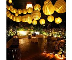 Qedertek Guirnaldas Luces Farolillos Solares 6M 30 LED Cadena de Luces Exterior Impermeable para Decoración Jardines Casas Bodas (Blanco Cálido)