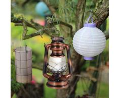 Relaxdays, Cobre Farol LED, Lámpara Vintage Decorativa, A Pilas