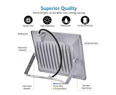 Reflector LED de 50W, foco para exteriores, lámpara de pared blanca fría 5000LM 6500K, IP65 a prueba de agua, CA 220V, luces de seguridad (50W)