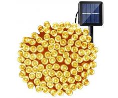 OxyLED luces de cadena de hadas solares, luces impermeables interiores/exteriores de 200 LED,luces solares decorativas accionadas para jardín,patio,patio,hogar,bodas,fiestas,Navidad,blanco cálido