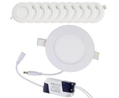 [10 Piezas] 3W WYBAN Lámpara de panel LED redonda ultradelgada Lámpara de techo empotrada (3W Blanco cálido)