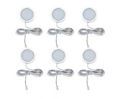 BRAUTO 12V Luz Interior del Punto Gabinete LED Luz Bajo de Armario Blanco cálido con Adaptador para Camper Caravan Barco Cocina Armario Pack de 6