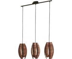 Eglo Modelo Mongu 91012 - Lámpara colgante (de acero, rafia y cristal, no incluye las 3 bombillas E27 máx. 60 W, 70 x 19 x 110 cm), diseño africano, color marrón y blanco