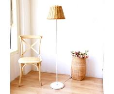Nordic País Ins Estilo Habitación Sala Mainstay Lámpara de pie, Alto Blanco Estudio de lectura lámpara de oficina del ático de la lámpara de pie, creativo amarillo Rattan Pantalla Diseño lámpara de pi