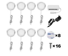 Lightess Luz del Gabinete LED Luz de Bajo Armario Iluminación para Vitrina para Cocina Estante Muebles Taquillas Enfriador de Vino (8 luces, Blanco cálido)