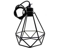 XINYANSEE Lámparas de araña Forma Jaula Metal Vintage Iluminación de Techo Ajustable Estilo Loft Industrial Retro -Negro (F)
