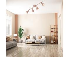 Briloner Leuchten Lámpara de techo LED, cobriza con diseño retro/vintage, iluminación, 4 bombillas de 3 W, GU10, 67.4 x 8.5 x 11 cm, cobre