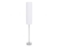 HOMCOM Lámpara de Pie Moderna para Dormitorio Estudio Salón con Luces E27 40W y Pulsador de Pie con Base de Acero Inoxidable 120cm Color Blanco