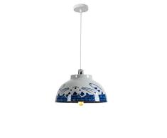 Lámpara Colgante De Taza De Té-Lámpara De Techo De Cerámica Artesanal Creativa Estilo Retro Restaurante Dormitorio Cafetería Deco Lámparas Colgantes, Pantalla De Cerámica Esmaltada, Bombilla LED,E