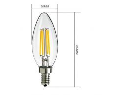 10X Filamento LED Iluminación Bombillas 450lm Edison Bombilla LED de Casquillo E14 Consumo C35 4W LED Vela Bombilla (equivalente a 40W) E14 Base Bulbo de luz Blanca Cálida (3000K)