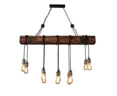 WNZL Colgando Granja de la lámpara de Madera de la Vendimia Pendiente de la iluminación de Techo Industrial luminaria 10 E27 Luz para Mesa de Billar Isla de Cocina Retro Bar Lámpara Colgante