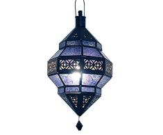 albena Marokko Galerie 13-157 Trob lámpara oriental estilo marroquí 30 cm cristal azul