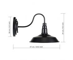 Glighone Apliques de Pared Lámpara Vintage 40W Luz Industrial Estilo Retro Casquillo E27, La Carcasa de Fuera Negra
