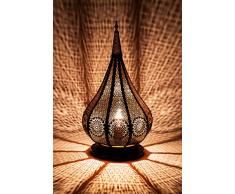 Lámpara de mesa oriental Kais Negro 38cm de metal -Marruecos Decorativo para la mesa - muy práctica para una iluminación excelente - transmite una decoración excelente refinada