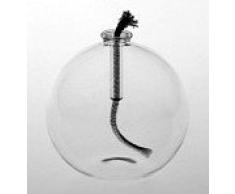 Lámpara de aceite a pedir hecha de vidrio de cristal transparente, decorativa lámpara de petroleo a pedir hecha de cristal claro y soplado a boca, rellenable, diametro 10 cm y altura circa 9,5 cm disenado y fabricado por Oberstdorfer Glashütte