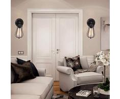 Apliques de Pared Vintage Adjustable Metal Lampara Rustica Retro Lámpara Industrial de Pared luces para la Salon, Cocina, Desván, Restaurante, Cafe Decoración(Bombillas No Incluidas)(Negro Moderno)